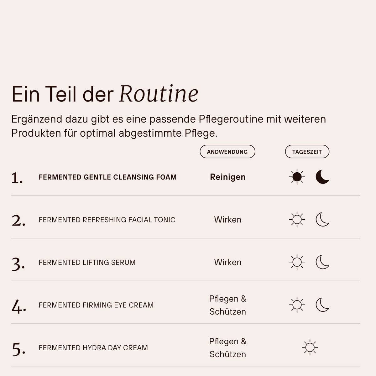 Skincare-Routine mit mehreren Schritten zur Reinigung und Pflege der Haut.